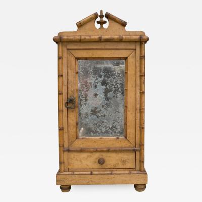 French Faux bamboo maple miniature armoire