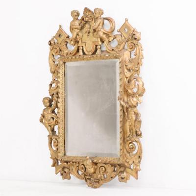 French Figural Carved Giltwood Mirror C 1860 