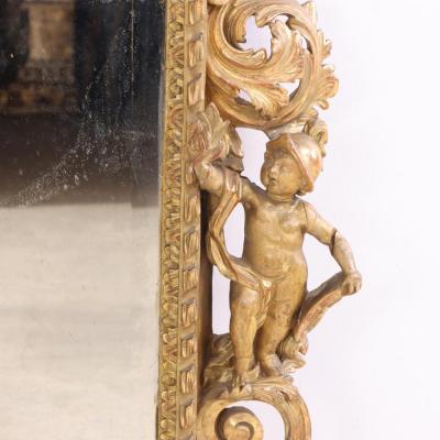 French Figural Carved Giltwood Mirror C 1860 