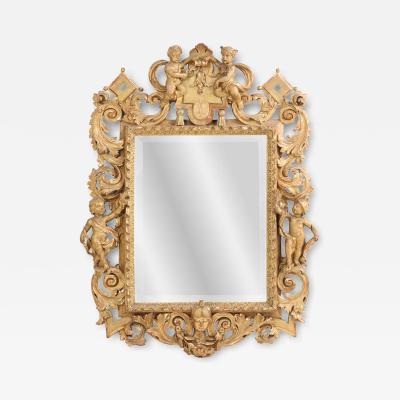 French Figural Carved Giltwood Mirror C 1860 