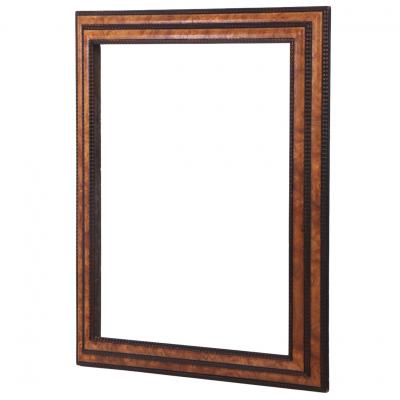 French Figured Elm Mirror with Dutch Ripple Carved Frame C 1920