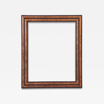 French Figured Elm Mirror with Dutch Ripple Carved Frame C 1920