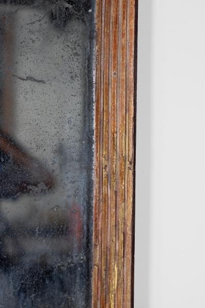 French Fluted Giltwood Mirror Frame With Original Mercury Plate Circa 1860