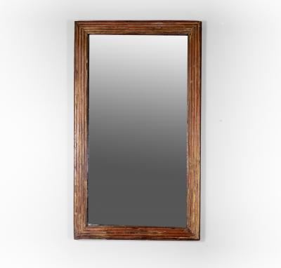 French Fluted Giltwood Mirror Frame With Original Mercury Plate Circa 1860