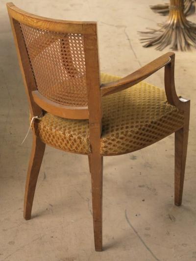 French Forties Pair and single cane back armchairs in oak 