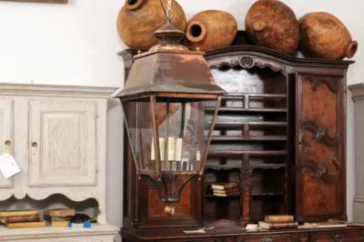 French Four Light Copper and Glass Lanterns Wired for the USA Sold Each