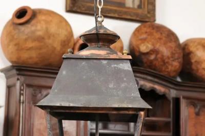 French Four Light Copper and Glass Lanterns Wired for the USA Sold Each