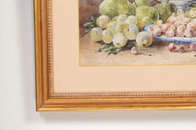 French Framed 19th Century Watercolor Depicting Fruits Signed E Calmant