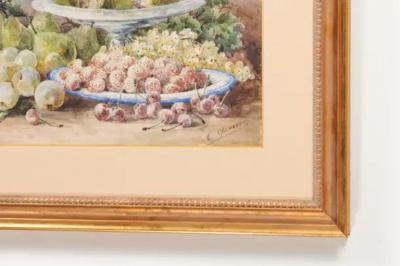 French Framed 19th Century Watercolor Depicting Fruits Signed E Calmant