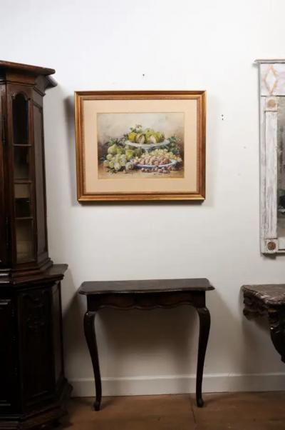 French Framed 19th Century Watercolor Depicting Fruits Signed E Calmant