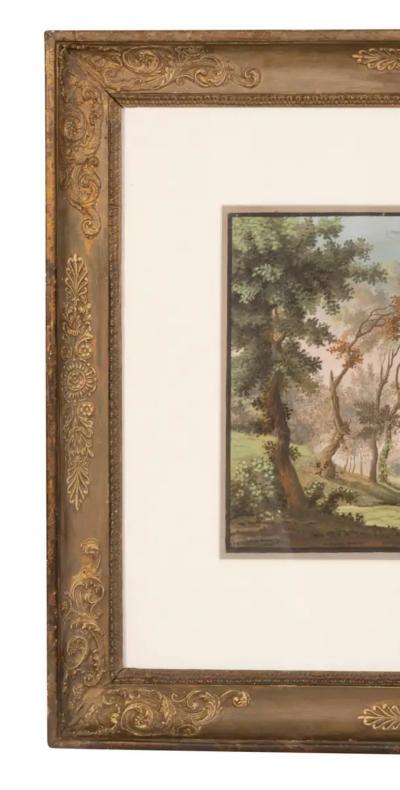 French Framed Gouache Landscape