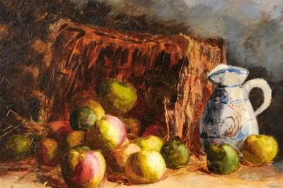 French Framed Impressionist Style Oil Still Life Painting by Berthe Vincendon