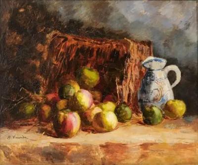 French Framed Impressionist Style Oil Still Life Painting by Berthe Vincendon