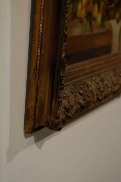 French Framed Oil on Canvas Still Life Painting Signed Morin Depicting Fruits