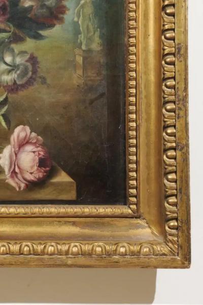 French Framed Still Life Oil Painting Depicting a Bouquet of Flowers circa 1850