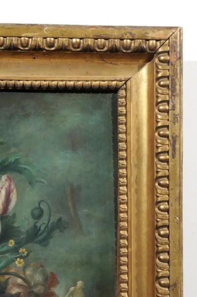 French Framed Still Life Oil Painting Depicting a Bouquet of Flowers circa 1850