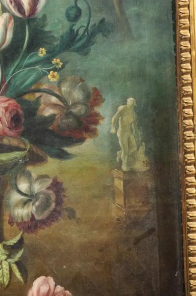 French Framed Still Life Oil Painting Depicting a Bouquet of Flowers circa 1850