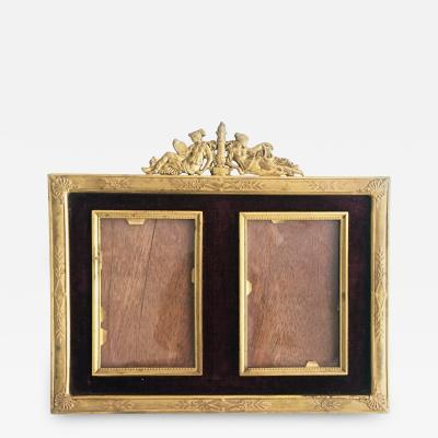 French Gilded Bronze Double Picture Frame