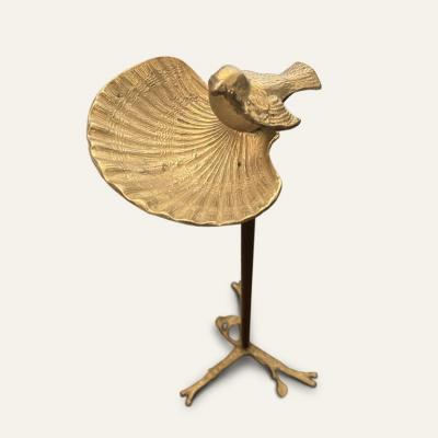 French Gilded Metal Standing Vide Poche with Bird circa 1940s