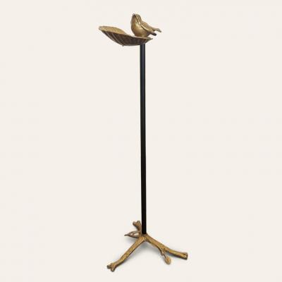 French Gilded Metal Standing Vide Poche with Bird circa 1940s