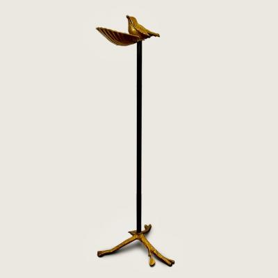 French Gilded Metal Standing Vide Poche with Bird circa 1940s