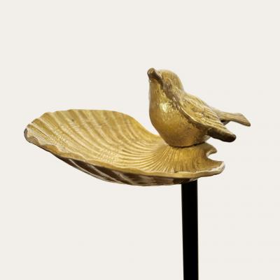 French Gilded Metal Standing Vide Poche with Bird circa 1940s