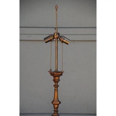 French Gilt Bronze Baroque Style Candlestick Lamp