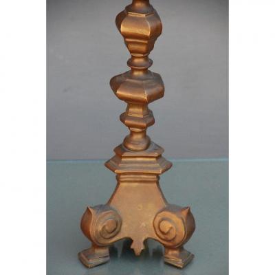 French Gilt Bronze Baroque Style Candlestick Lamp