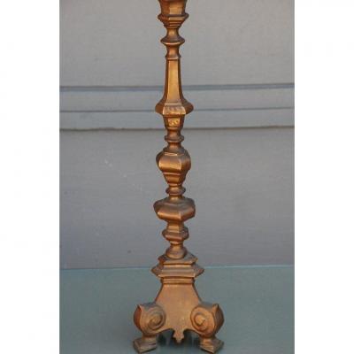 French Gilt Bronze Baroque Style Candlestick Lamp