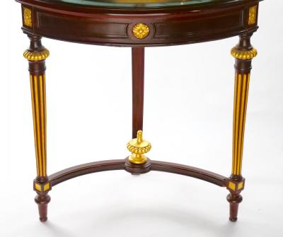 French Gilt Bronze Framed Mahogany Base Curio Cabinet