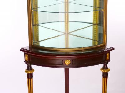 French Gilt Bronze Framed Mahogany Base Curio Cabinet
