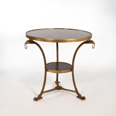 French Gilt Bronze and Black Fossil Marble Two Tier Gueridon circa 1880