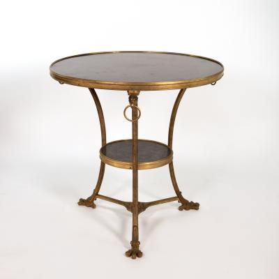 French Gilt Bronze and Black Fossil Marble Two Tier Gueridon circa 1880