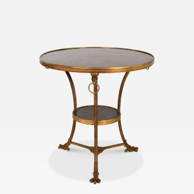 French Gilt Bronze and Black Fossil Marble Two Tier Gueridon circa 1880