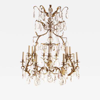 French Gilt Bronze and Cut Glass 14 Light Chandelier