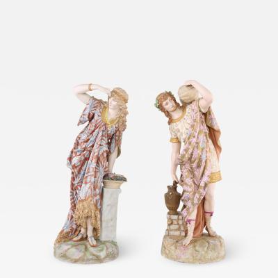 French Gilt Porcelain Pair Decorative Centerpiece Figures