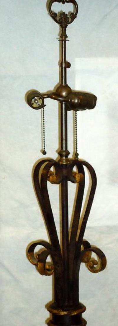 French Gilt on Wrought Iron Art Deco Floor Lamp circa 1920