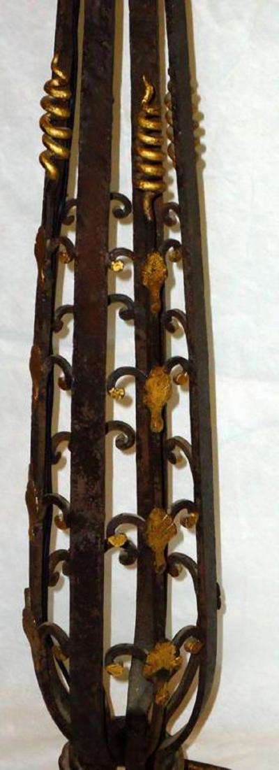French Gilt on Wrought Iron Art Deco Floor Lamp circa 1920