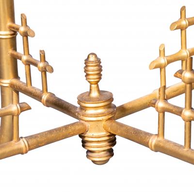 French Giltwood Faux Bamboo Stool By Damon et Cie Paris