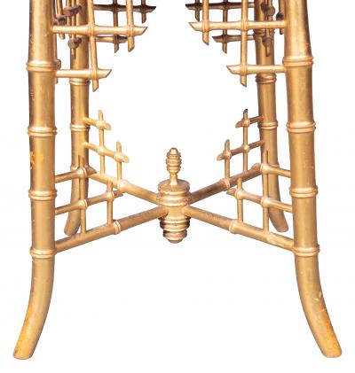French Giltwood Faux Bamboo Stool By Damon et Cie Paris