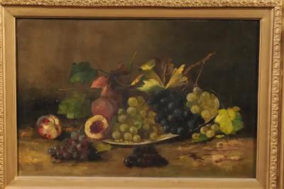 French Giltwood Framed 19th Century Oil on Canvas Painting Depicting Fruits