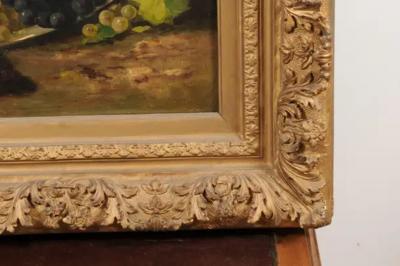 French Giltwood Framed 19th Century Oil on Canvas Painting Depicting Fruits