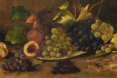 French Giltwood Framed 19th Century Oil on Canvas Painting Depicting Fruits