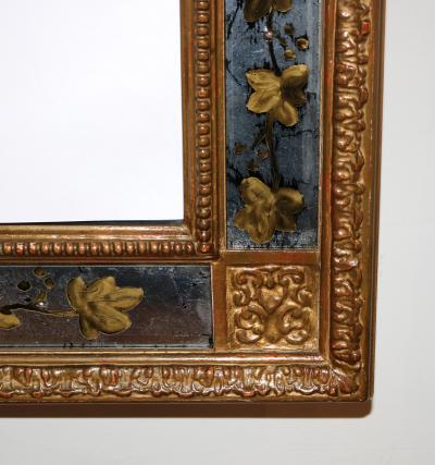 French Giltwood Mirror With Eglomise Details France 1940s