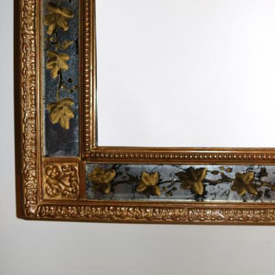French Giltwood Mirror With Eglomise Details France 1940s