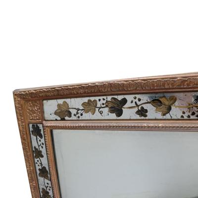 French Giltwood Mirror With Eglomise Details France 1940s