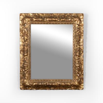 French Giltwood Mirror with Foliate and Chain Moulding Rectangular Circa 1850