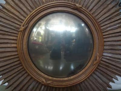 French Giltwood Sunburst Convex Mirror