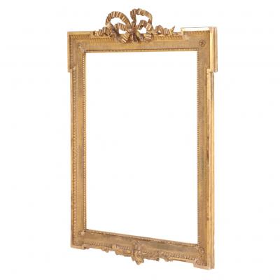 French Giltwood and Gesso Frame with Ribbon Crest C 1900 