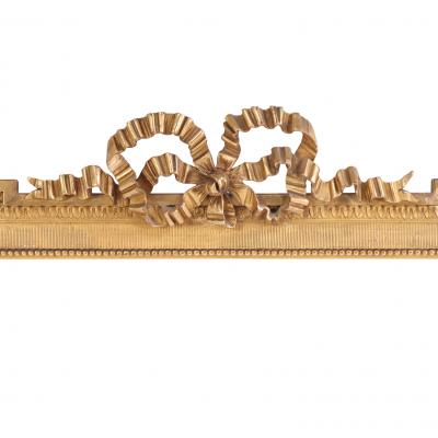 French Giltwood and Gesso Frame with Ribbon Crest C 1900 